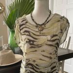 Final Touch 🌴 2/$12 SALE Blue zebra print semi-sheer blouse Photo 10