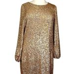 Preston & York New A-line Party Dress Gold Sequin Long Sleeves Women’s Size 18 Photo 2