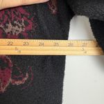 Chico's Cardigan 2 US L Black Leaf Print Maroon Disk Sequin Faux Fur Whimsigoth Photo 9