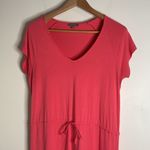 Lilla P Vibrant Coral Tie Waist Short Raglan Sleeve Mini Dress Stretch Jersey M Pink Size M Photo 2