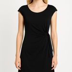 Clara Sun Woo Dress Size Small Ruched Slimming Black Faux Wrap Work Classic Photo 0