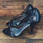 BCBGirls Vintage Y2K BCBG Leather Snakeskin Heels in Black | Size 7 Photo 4