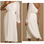 Lulus White One Shoulder Pleated M Midi Dress Long Sleeve Grecian Goddess
Style Photo 2