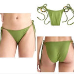 J.Crew  Wide rib curved waist cheeky string bikini bottom tortoise rings S NWT Photo 1