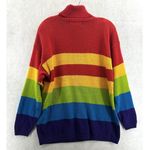 Santoria Large 3D Sweater Turtle Neck Shoulder Pads Red Vintage 90s Rainbow Photo 1