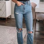 Abercrombie & Fitch Abercrombie The Ankle Straight Ultra High Rise Distressed denim Jeans light wash Photo 9