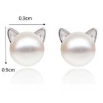 Pearl Cat Earring & Necklace Set Silver Photo 3