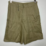 ZARA cotton linen blend shorts green women’s size 29 new without tags modern Photo 0