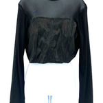 OLM Mesh Faux Leather Bustier Womens Crop Top Sz XL Y2K Goth Rave Festival Edgy Black Photo 0