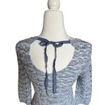 Maurice's Blue and White Keyhole Bow Back Semi-Sheer Sweater Women's Size XS Boho Photo 2