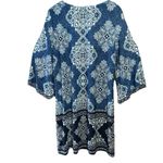 Studio One  New York Women's Blue Patterned Dress 3/4 Length Bell Sleeves Size XL Photo 1