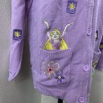 Disney  Princess Tangled Sz MD Pascal Lanterns Sweater Cardigan Button Purple Photo 2