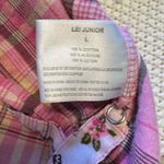 Lucky Brand LEI Junior Pink Plaid Long Sleeve Button Down Shirt Floral Cuff Detail Photo 1