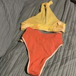 Aerie NWT Bikini High Rise Bottoms and Yellow Halter Top Size Small Beach Swim Photo 3