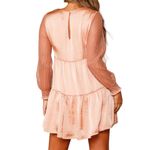 Peach Love California  Tiered Sheer Long Sleeve Mini Dress Pink Size Large NWT Photo 1