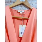 Entro  Women's Peach Crazy Rich Satin Puff Sleeve Wrap Midi Dress Size L Photo 7