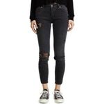 Free People Black Washed Fishnet Distressed Skinny Jeans 27 Photo 0