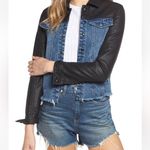 BLANK NYC ‘ARACHNOPHOBIA’ BLACK FAUX LEATHER JEAN MOTO JACKET Photo 0