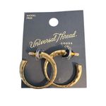 Universal Threads Universal Thread 3 Pair Hoop Earrings Gold Silver Tone Hinged Hammered New Photo 2