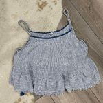 Aerie Blue Striped Ruffle Tank Top Photo 0