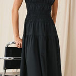 Rails  Anastasia Black Sleeveless Tiered Poplin Ruched Dress S Photo 0