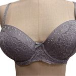 Victoria's Secret New Victoria’s Secret Dream Angels Rhinestone Pearl Demi Gray Bra Size 32DD Photo 6