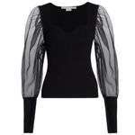 Veronica Beard   Finian Merino-Wool-Blend Top - Black size medium Photo 5