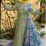 Shobitam 6M Flare Lime Green & Ferozi Angrakha Anarkali Dress Multiple Size XL Photo 1