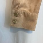 Vintage Ultra Suede Leather Tan Custom Made Long Sleeves Button Up Blouse Top Size M Photo 4