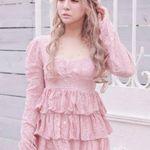 Japanese Kawaii Pastel Peach Pink Cottage Lace Ruffle Layered Tiered Blouse Top Size XS Photo 0