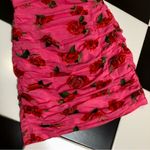 Sau Lee  Sonia Ruched Open Black Mini Dress Rose Floral Pattern Hot Pink Red sz10 Photo 7