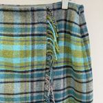 J Jill Faux Wrap Plaid Fringe Blanket Skirt Sz 10 Wool Blend Scottish Highlands Green Photo 4