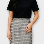 Ann Taylor  Pencil Skirt Sz 12 Ivory Beige Black Stripe Photo 0