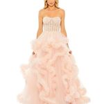 Mac Duggal Blush Pink Sheer Corset Hand Beaded Embroidered Ballroom Dress Size 8 Photo 1