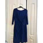 Ralph Lauren Lauren Womens 3/4 Sleeve Blue Twist Knot Dress Size 16 Polyester/El Photo 3