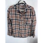 BKE Womens Plaid Long Sleeve Button Up Shirt Brown Black White Red Size S Photo 1