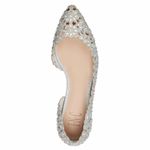 INC  Mabley Silver Rhinestone Floral Flats 8M Photo 2