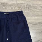 ZARA Women Navy Blue Wide Leg Drawstring Elastic Waist Loose Fit Pants Size S Photo 6