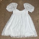 Amanda Uprichard  Candia Embroidered Eyelet Puff Sleeve Babydoll Mini Dress White Photo 7