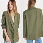 LIONESS La Quinta Khaki Olive Green Linen Blend oversized Blazer sz XS Photo 0