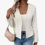 Mina Self Collarless Open Front Fully Lined Elegant Fitted Tweed Blazer NWT Photo 0