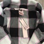 Victoria's Secret Victoria’s Secret Short Sleeve Black & White Plaid Pajama Shirt Medium NEW Photo 2