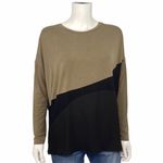 ZARA Green Black Color Block Long Sleeve Blouse Loose Fit Top Size Small Photo 1