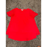 Dana Buchman Red Sheer Overlay Short Sleeve Blouse Photo 2