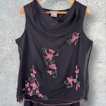 Vtg Y2K Chiffon Beaded Cowl Neck Tank Midi Ruffle Skirt Set Fairy Fairygoth Sz L Black Size L Photo 1