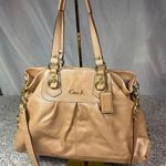 Coach Ashley Large Beige Leather Carryall Satchel Shoulder Bag Photo 0