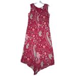 American Ange Dress Womens 10 Red Pink Paisley Asymmetric Midi 90s Y2K Vintage Photo 1