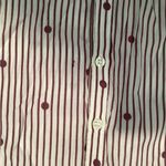 New York & Company Burgundy Striped Blouse White Size L Photo 7