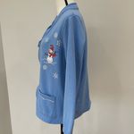 Breckenridge zippered sweatshirt blue snowflakes snowman cardigan jacket LP Photo 3