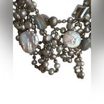 Silver Tone Gray Pearl and Coin Pearl Glass and Labradorite Beaded Necklace Photo 2